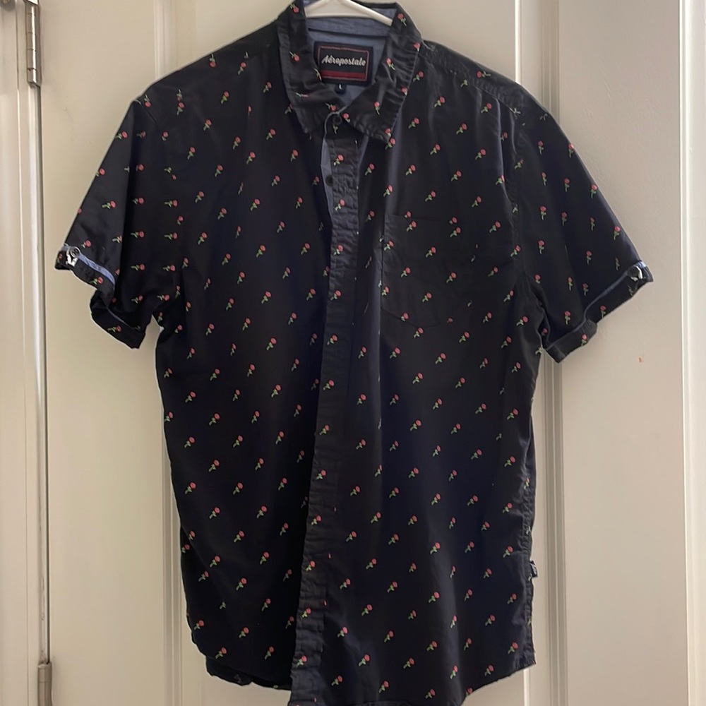Mens Aeropostale rose button up shirt